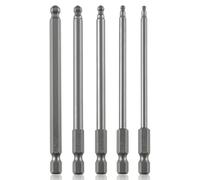 VESTTIO Ball End Hex Head Metric Allen Wrench Screwdriver Bit Set 5PCS 2.5mm 3mm 4mm 5mm 6mm 1/4 Inch Hex Shank 4 Inch/100 mm Length S2 Steel with Magnetic for Power Screwdriver Drill Impact Driver