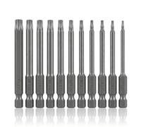 VESTTIO Security Torx Bit Set 11PCS 1/4 Inch Hex Shank 3 Inch/75 mm Length S2 Steel Extended Tamper Proof Star 6 Point with Magnetic for Power Screwdriver Drill Impact Driver