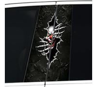 Vesvory 2 Pack Halloween Horror Crack Car B-Pillar Decals, Evil Clown Skeleton Skull Stickers, Waterproof Auto Center Pillar Vinyl Sticker (Clown)