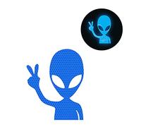 Vesvory 2pcs Alien Peace Sign Sticker High Reflective Car Stickers Keep Your Distance Sticker Suitable for Cars, Bumpers, Trolley Cases, Laptops, Walls, Windows, Etc (Blue)