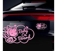 Vesvory 2pcs Baby in The Car Stickers Reflective Kids On Board Stickers for Car Windows Keep Distance Sticker for Car Car Safety Warning Sticker (Reflective Powder)