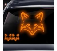Vesvory 2pcs Fox Face Stickers Night Reflective Stickers Fox Car Decal Stickers High Intensity Reflective Vinyl Safety Warning Car Decoration Stickers Decals for Car Window Bumpers (Orange)