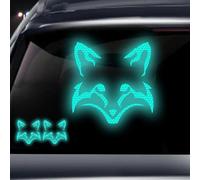 Vesvory 2pcs Fox Face Stickers Night Reflective Stickers Fox Car Decal Stickers High Intensity Reflective Vinyl Safety Warning Car Decoration Stickers Decals for Car Window Bumpers (Mint Green)
