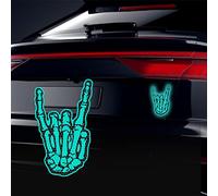 Vesvory 2pcs Rock on Hand Stickers for Cars, High Intensity Reflective Skeleton Hands Rock and Roll Gesture Sticker Rocker Decals Waterproof Rockin Decal Reflector Decor for Vehicle Auto Home, SkyBlue