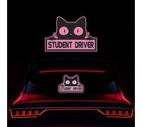 Vesvory 2pcs Student Driver Signs for Car New Driver Reflective Sticker Please Be Patient New Driver Sticker Beginner Driver Sign for New Drivers Window Bumper Sticker (Pink)
