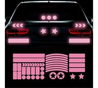 Vesvory 42 Pieces Reflective Car Stripe Decals Reflective Wheel Rim Stripe Decal Sticker Bicycle Stickers for Bikes Night Visibility Adhesive Stickers for Car Motorcycle Bicycles (Pink)