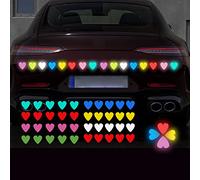 Vesvory 42 Pieces Reflective Car Stripe Decals Reflective Wheel Rim Stripe Decal Sticker Bicycle Stickers for Bikes Night Visibility Adhesive Stickers for Car Motorcycle Bicycles (Love Heart)