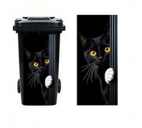 Vesvory Animal Cat Wheelie Bin Stickers Funny Cats Dustbin Decals, 14.5in x 32.2in Waterproof Large Wraps for Trash Cans Bins Decor (Right Black Cat)