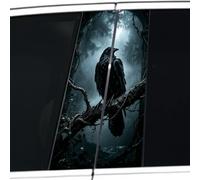Vesvory Halloween Gothic Raven Car B Pillar Vinyl Decal, Horror Dark Forest Crow Skull Moon Center Pillar Stickers for Auto SUV Truck Decor (Dead Wood Crow)