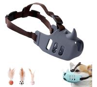 Vet-Approved Silicone Dog Muzzle - Breathable Anti-Bite Basket with Adjustable Strap, Allows Drinking/Eating/Panting for All Breeds & Snout Sizes + 3 Free Training Bouncy Balls (Grey,XL(3.8"))