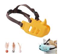 Vet-Approved Silicone Dog Muzzle - Breathable Anti-Bite Basket with Adjustable Strap, Allows Drinking/Eating/Panting for All Breeds & Snout Sizes + 3 Free Training Bouncy Balls (Orange,S(2.5"))