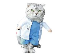 Vet Costume - Funny Cat Cosplay Outfit with 3D Effect, Doctor Uniform Style | Animal Halloween Costume for Small Dogs and Cats, Funny Pet Fancy Dress for Parties