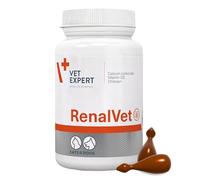 Vet expert RenalVet for Dogs and Cats - Phosphate Binder and Kidney Support Supplement with Calcium Carbonate, Chitosan, and Vitamin D3 for Chronic Renal Failure (60 Twist-Off Capsules)