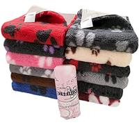 Vet Fleece Bedding | Vet Bed Original Non-Slip | for Puppys and Dogs | Manufactured in our British Mill| 30" x 24" (0.75m x 0.60m) Magnolia with Brown Multi-Paws | Quick Drying | Washable | Dog Bed