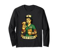 Vet Girl Old School Pin-Up Style Medical Professional Long Sleeve T-Shirt