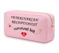 Vet Receptionist Gift for Women Girls Oxford Cloth Cosmetic Bag Thank You Gift for Coworker Friend Doctor Veterinary Receptionist Cosmetic Bag Survival Kit Double Side Toiletry Bag