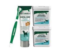Vet’s Best Dental Care Bundle for Dogs & Cats with Triple-Head Toothbrush