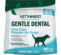 Vet’s Best Dental Powder for Dogs - Brush-Free Solution - Prevent Plaque & Tartar - Made with Natural Brown Seaweed & Brewer’s Yeast - Dog Teeth Cleaning Powder - 90 Day Supply (for 23-66lb Dogs)