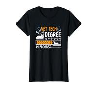 Vet Tech Degree in Progress Funny Veterinary Technician Value Graphic T-Shirt, Women, Black, S