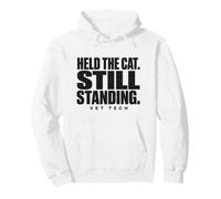 Vet Tech Held The Cat Still Standing Animal Care Humor Pullover Hoodie