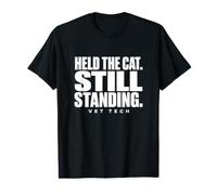 Vet Tech Held The Cat Still Standing Animal Care Humor Value Graphic T-Shirt