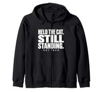 Vet Tech Held The Cat Still Standing Animal Care Humor Zip Hoodie