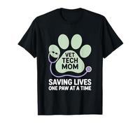 Vet Tech Mom Saving Lives One Paw At A Time Stethoscope T-Shirt