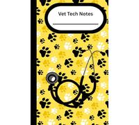 Vet Tech Notes - Patient Case Notes - Yellow/Black Pawprints: Case log notebook, helping veterinary nurses, technicians and assistants with patient history
