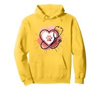 Vet Tech Paw Print Heart Stethoscope Love Pullover Hoodie