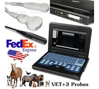 VET Ultrasound Scanner Veterinary Laptop Machine Convex+Rectal+Cardiac 3 Probes