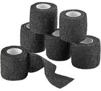 Vet Wrap - (Pack of 6-2 inch x 5 Yard Rolls) Self Adherent Wrap Cohesive Compression Bandage and Medical Gauze Bandage Roll Tape for Dogs, Cats, Horses, Black