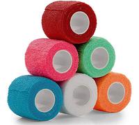 Vet Wrap - (Pack of 6-2 inch x 5 Yard Rolls) Self Adherent Wrap Cohesive Compression Bandage and Medical Gauze Bandage Roll Tape for Dogs, Cats, Horses - Assorted Colors