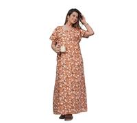Vetali Export Indian Nighty For Women - Soft Cotton Long Maxi Gown, Comfy Sleepwear & Nightwear With Side Pocket, Light Brown, One Size