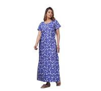 Vetali Export Indian Nighty For Women - Soft Cotton Long Maxi Gown, Comfy Sleepwear & Nightwear With Side Pocket, Blue, One Size