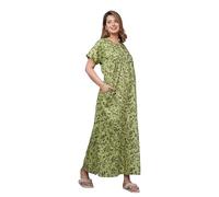 Vetali Export Indian Nighty For Women - Soft Cotton Maxi Gown, Comfy Sleepwear With Side Pocket, Perfect Long Nightdress, Green, XL