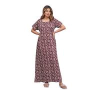 Vetali Export Printed Indian Cotton Long Nightgowns For Women, Indian Style Nighty Nighties Maxi Gown Sleepwear For Womens, Maroon, One Size