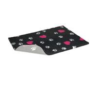 Non Slip Vetbed Charcoal With Cerise Hearts & White Paws 66x51cm (26x20'')