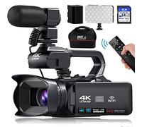 VETEK Camcorders Video Camera 4K, Video Camera Auto Focus Vlogging Camera for YouTube 64MP 60FPS 4 Inch Touch Screen 18X Digital Zoom with WiFi, 64G SD Card, Fill Light, 1, Battery