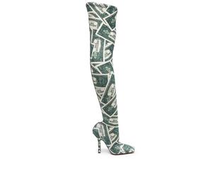 VETEMENTS Million Dollar Boomerang thigh-high 115mm boots - Green 36-38
