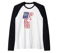 Veteran American Flag Funny Veterans Day Patriotic Vintage Raglan Baseball Tee