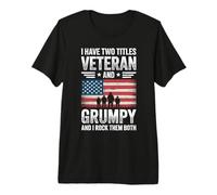 Veteran and Grumpy Military Service Member USA Flag Premium T-Shirt