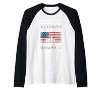 Veteran and Grumpy Military Service Member USA Flag Raglan Baseball Tee