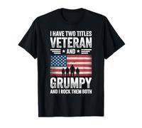 Veteran and Grumpy Military Service Member USA Flag T-Shirt