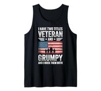 Veteran and Grumpy Military Service Member USA Flag Tank Top