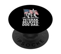 Veteran Believer Dog Dad American Flag Cross PopSockets Adhesive PopGrip