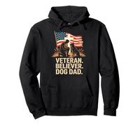 Veteran Believer Dog Dad American Flag Cross Pullover Hoodie