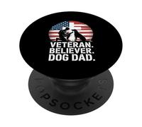 Veteran Believer Dog Dad American Flag Cross USA PopSockets Adhesive PopGrip