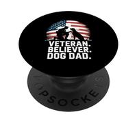 Veteran Believer Dog Dad American Flag Faith PopSockets Adhesive PopGrip