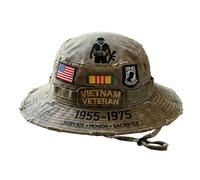 Veteran Boonie Hat Embroidered Patriotic Hats Outdoor Hats (White, 30cm)