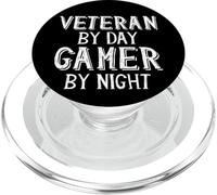 Veteran By Day Gamer By Night Military Service Veteran PopSockets PopGrip for MagSafe